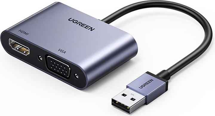 Immagine prodotto Ugreen adattatore convertitore USB - HDMI 1.3 (1920 x 1080@60Hz) + VGA 1.2 (1920 x 1080@60Hz) grigio