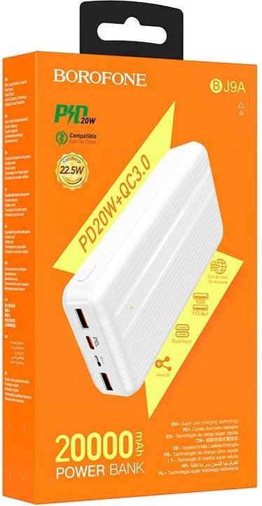 Immagine prodotto Borofone Batteria esterna Power Bank BJ9A Type-C PD + Quick Charge 3.0 (3A) 20000mAh bianco (20000 mAh, 22.50 W)