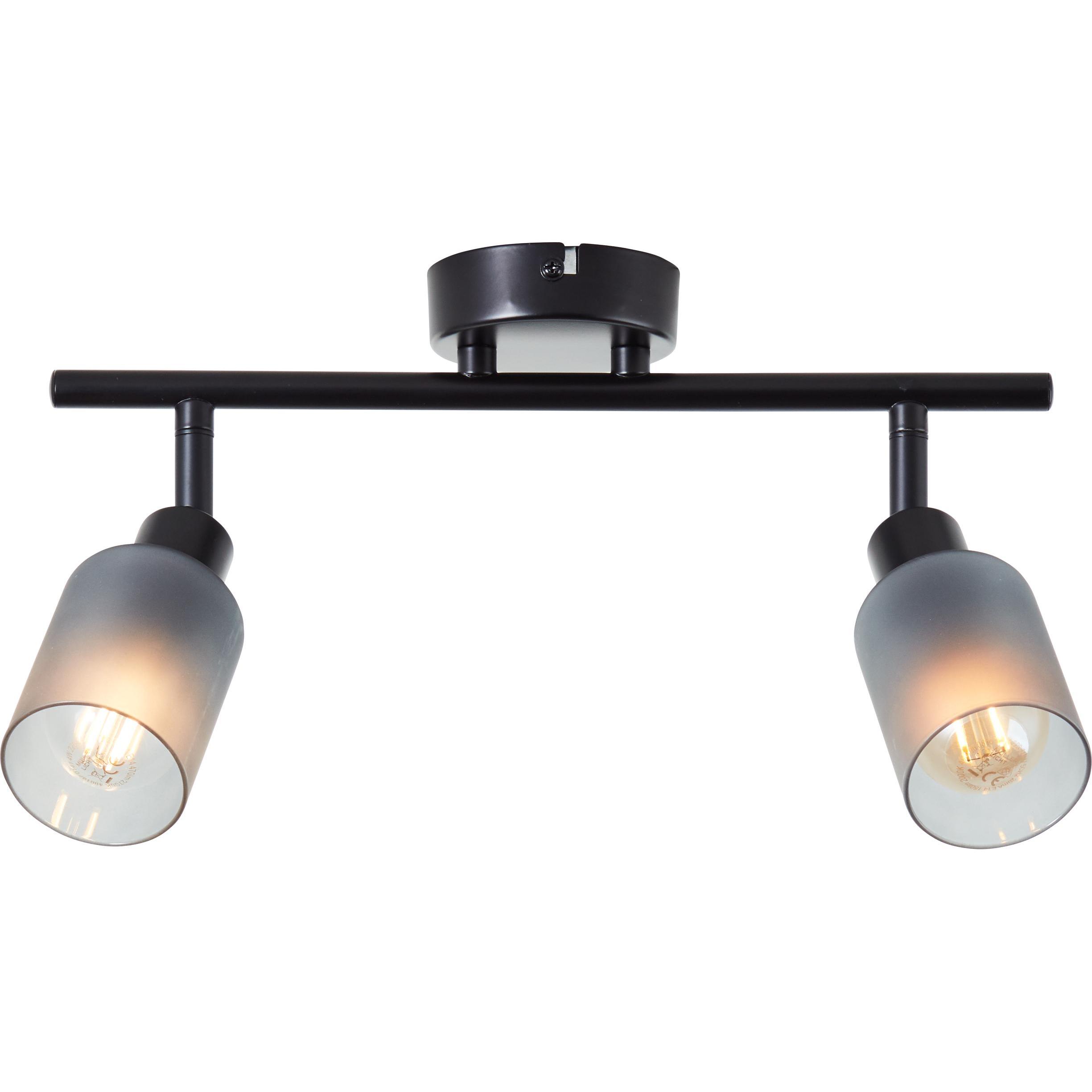 Brilliant, Wandleuchte + Deckenleuchte, Loralie Spotrohr 2flg schwarz/rauchglas (E14)