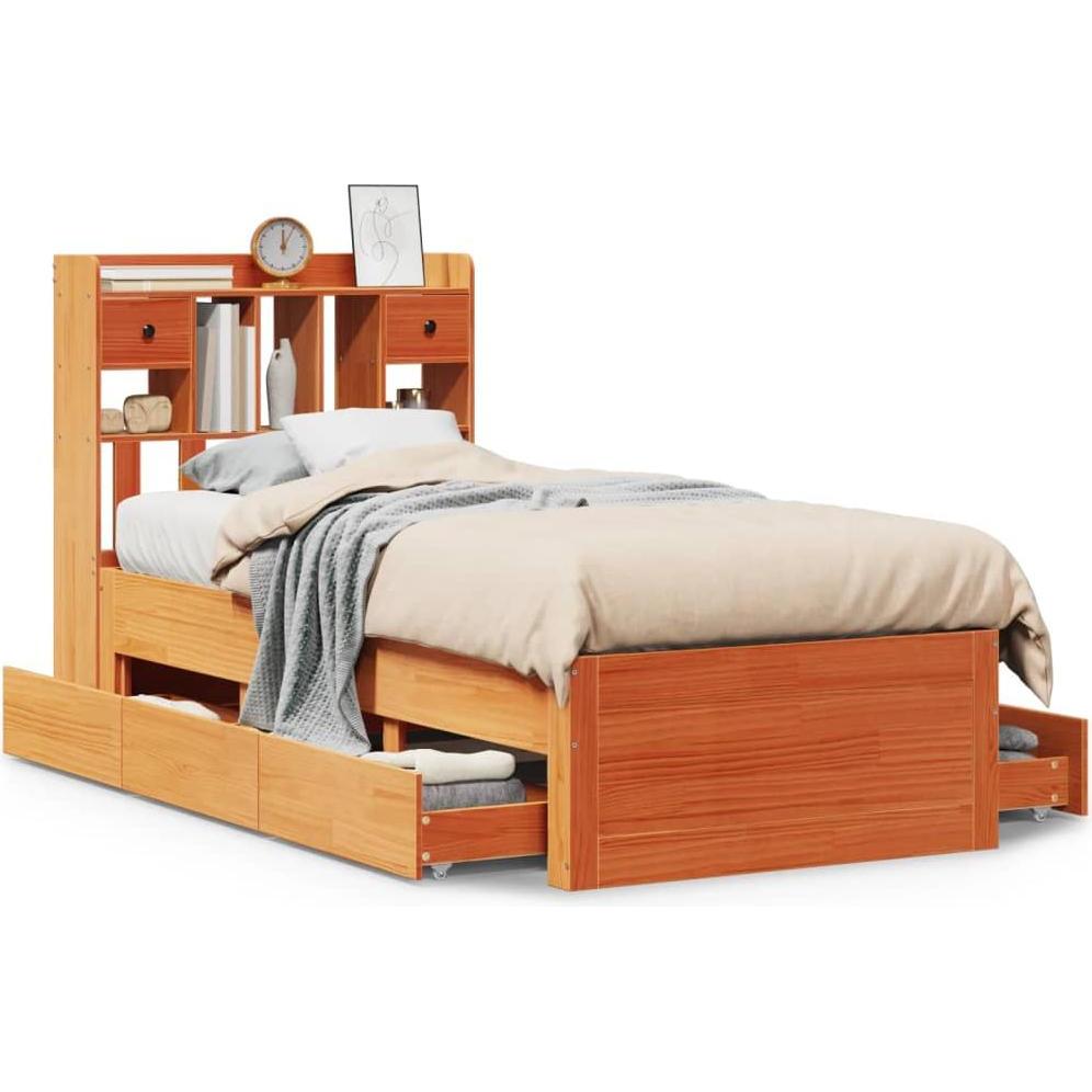 VidaXL, Bett, Massivholzbett Holzbett Bett Doppelbett Bettgestell Wachsbraun 120x190cm (120 x 190 cm)