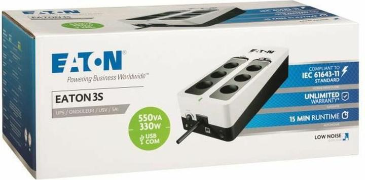 Productafbeelding Eaton 3S550F Ononderbreekbare voeding (UPS) Stand-by (Offline) 550 VA 6 AC-uitgangen (550 VA, 330 W, Standby UPS)