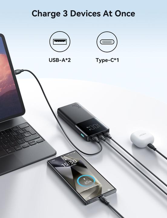 Actual product image Joyroom Powerbank 10000mAh, 25W - Black (10000 mAh, 25 W, 37 Wh)