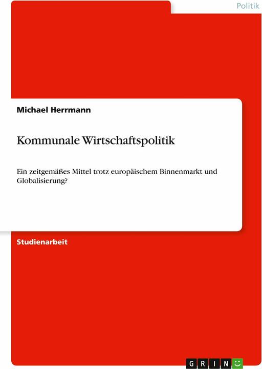 Produktbild Kommunale Wirtschaftspolitik (Deutsch, 2008)