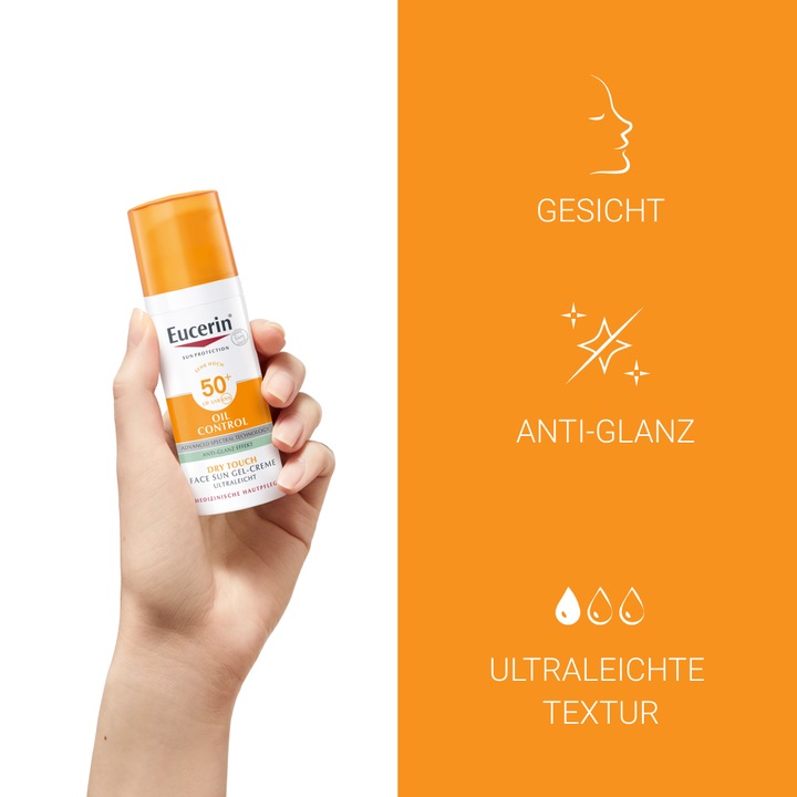 Produktbild Eucerin SUN Face Oil Control Gel-Creme LSF 50+ (Sonnencreme Gesicht, SPF 50+, 50 ml, 100 g)