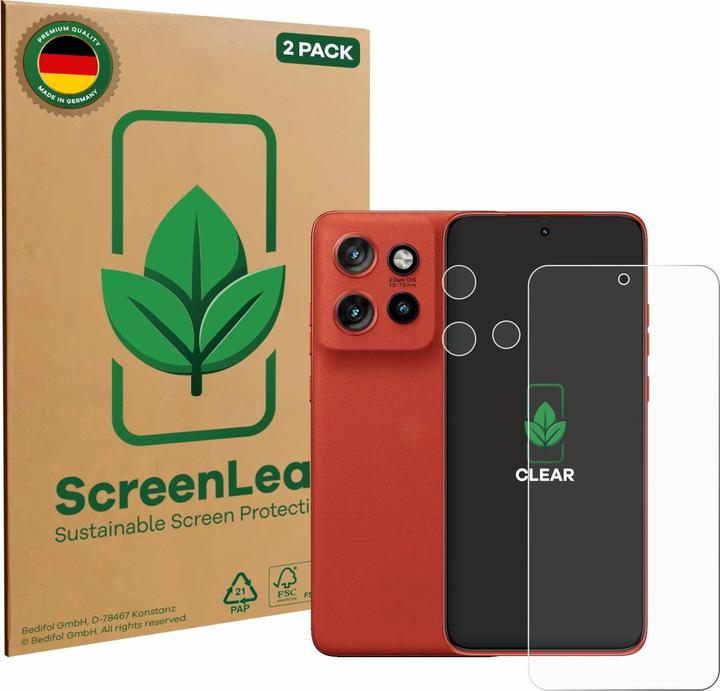 ScreenLeaf Pellicola protettiva, Proteggi Schermo Sostenibili, Clear, Antigraffio (2 pz., Motorola Edge 60 Neo)