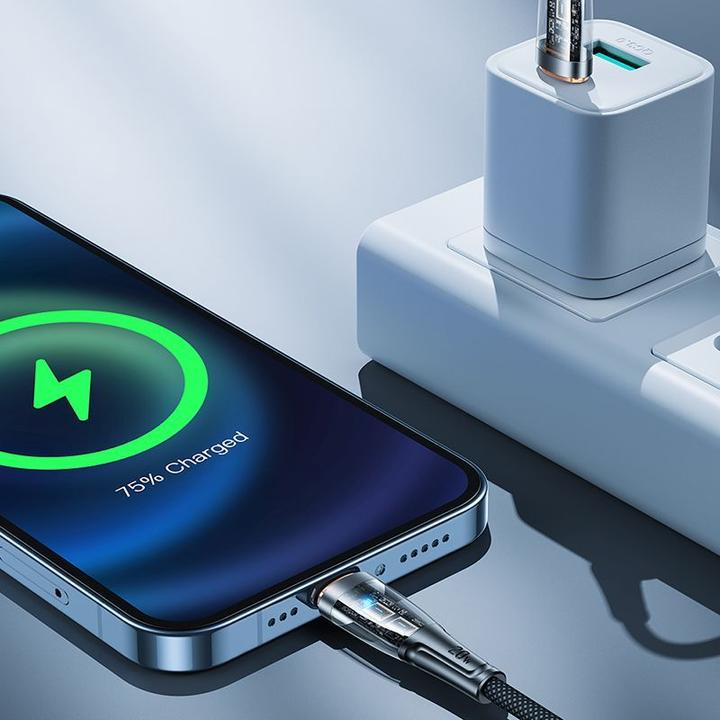 Actual product image Joyroom S-CL020A3 20W Type-C to Lightning Intelligent Power-Off Fast Charging Cable 1.2m-Black (1.20 m, USB 2.0, 20 W)