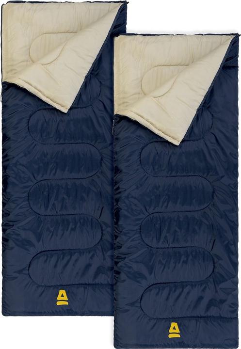Produktbild Abbey Camp Slaapzak Basic - 2-Pack - 210 x 85 cm - Koppelbaar - Marine/Zand (210 cm)