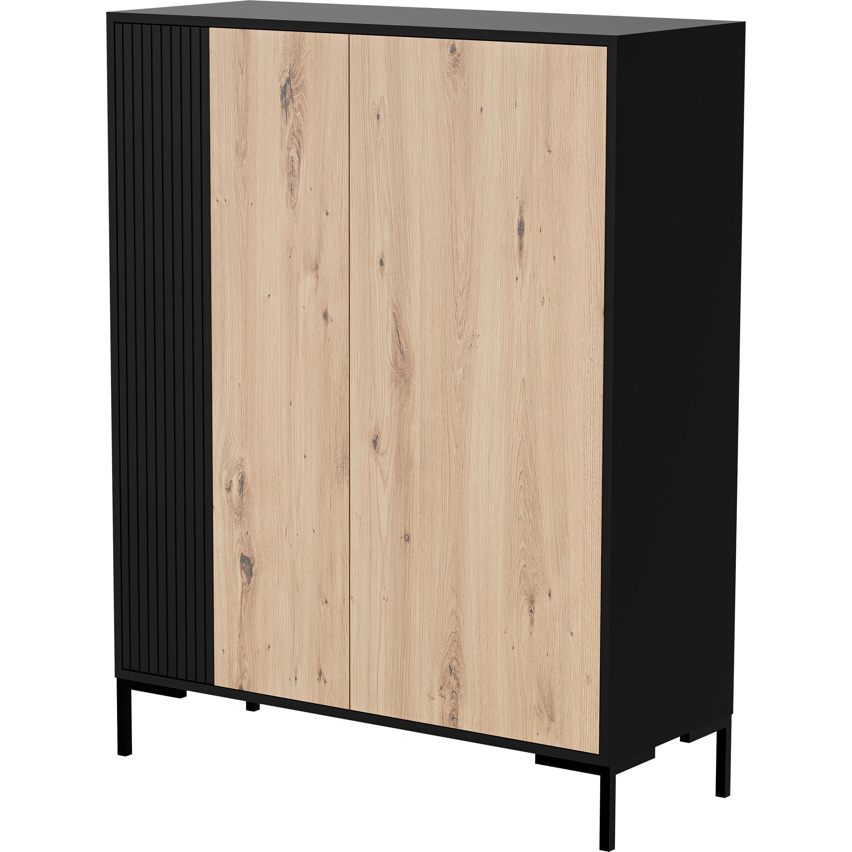 Thumbnail - Cama, Kommode + Sideboard, MERCI Kommode 100 x 40 x 129 cm schwarz/artisan eiche (100 x 40 x 129 cm)