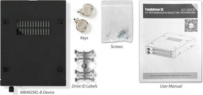 Produktbild Icy Dock MB492SKL-B 3.5in Case 2.5in HDD oder SSD SAS SATAIII fuer industrielle Systeme mit Staubschutzkla...