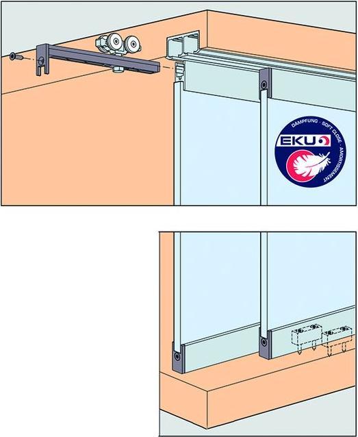 Actual product image HAWA Sliding door fittings -Clipo 36 GPPK, Inslide / Fixed glass
