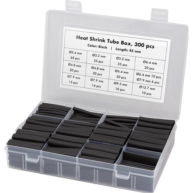 LogiLink, Guaina termorestringente, Schrumpfschlauch-Set, 300 stk., 45mm Länge, 3:1 Schrumpfrate, schwarz (300 x)