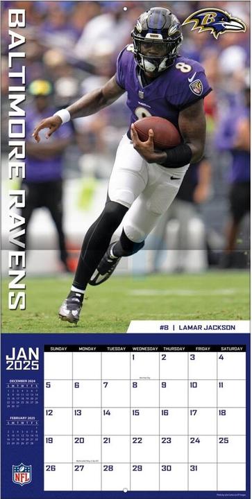 Image du produit NFL - Baltimore Ravens - Calendrier mural de l'équipe 30,5 x 30,5 cm 2025 (30,5 x 30,5 cm)