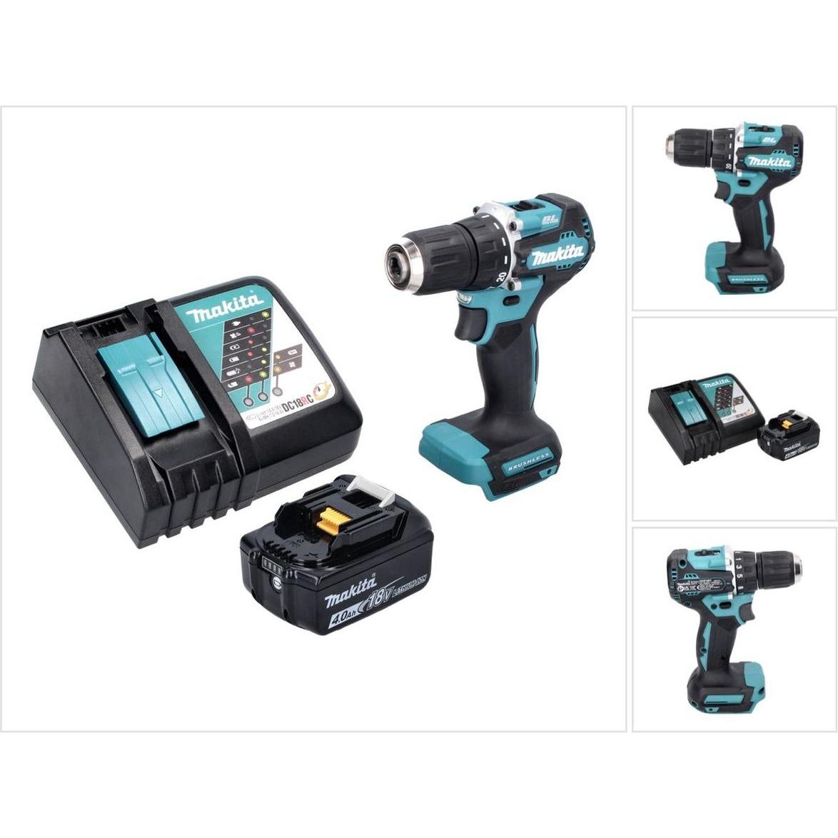 Makita, Bohrmaschine + Akkuschrauber, DDF 487 RM1 Akku Bohrschrauber 18 V 40 Nm Brushless + 1x Akku 4,0 Ah + Ladegerät (...