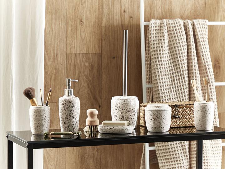 Image du produit Beliani Ensemble salle de bain 6 pièces céramique blanche aspect terrazzo PALMILLA