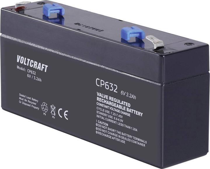 Produktbild Voltcraft CE6V/3,2Ah VC-12713935 Bleiakku 6 V 3.2 Ah Blei-Vlies (AGM) (B x H x T (6 V, 3200 mAh)