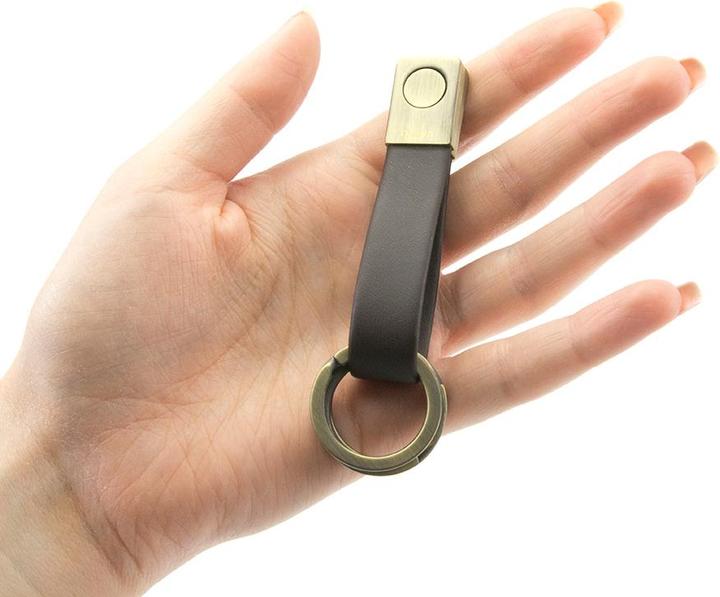Actual product image Troika TWISTER ANTIK key holder leather loop with "TWIST fastener", brown/antique gold