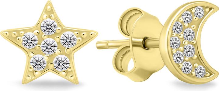 Image du produit Brilio Argent - Boucles d'oreilles asymétriques plaquées or avec zircons EA616Y