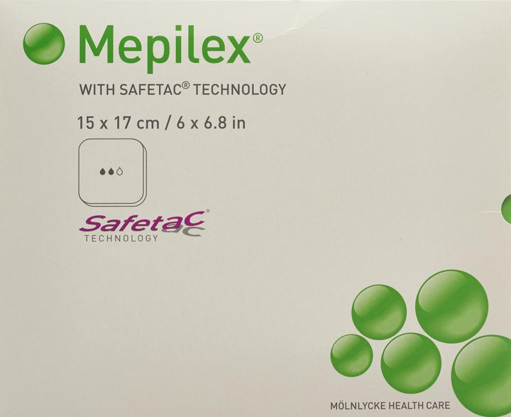 Actual product image Mepilex Foam dressing with Safetac à 15 x 17cm (5x)