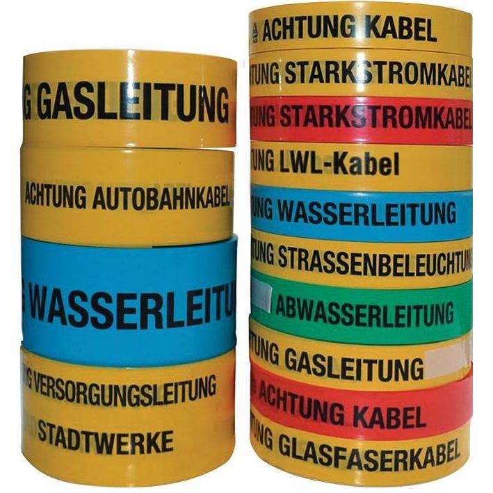 Thumbnail - Multicoll, Sicherheitskennzeichnung, Trassenwarnband Aufdruck Achtung Gasleitung Breite 40 mm Länge 250 m gelb