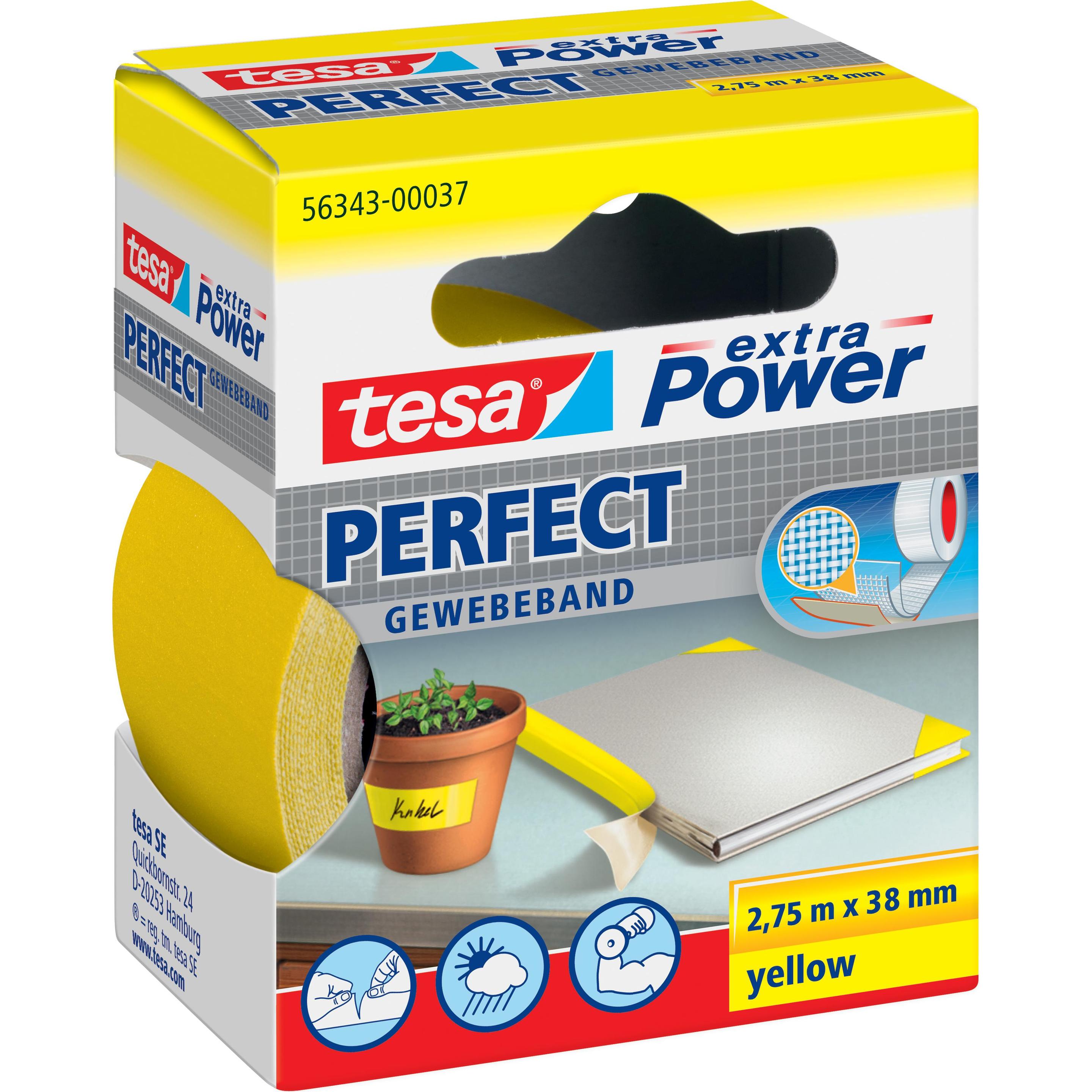 tesa, Klebeband, EXTRA POWER PERFECT Gewebeband, gewebeverstärktes Ductape (38 mm)
