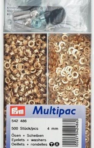 Immagine prodotto Prym Occhielli + dischi, oro 4 mm, stagno 500 pezzi, ottone
