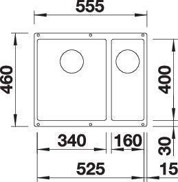 Produktbild Blanco SUBLINE 340/160-U (Unterbauspüle, 55.50 cm, 46 cm)