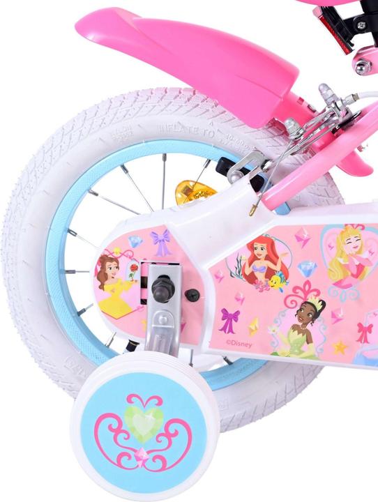 Productafbeelding Disney Princess 12 inch kinderfiets roze - Prinsessenfiets met afneembare zijwieltjes en 2 (12")