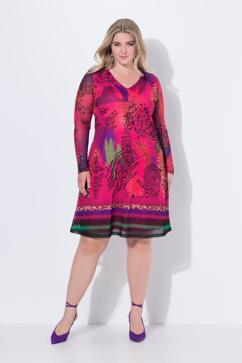 Produktbild Miamoda Meshkleid, A-Linie, Mesh Animalprint, Jersey-Unterkleid (42)