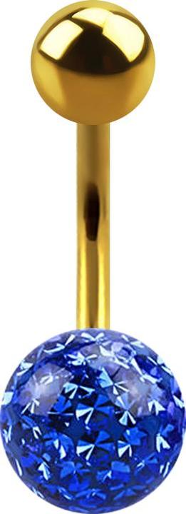 Actual product image Star Piercing Banana gold-plated with ball and crystal ball dark blue epoxy protective layer (without brass, Titanium)