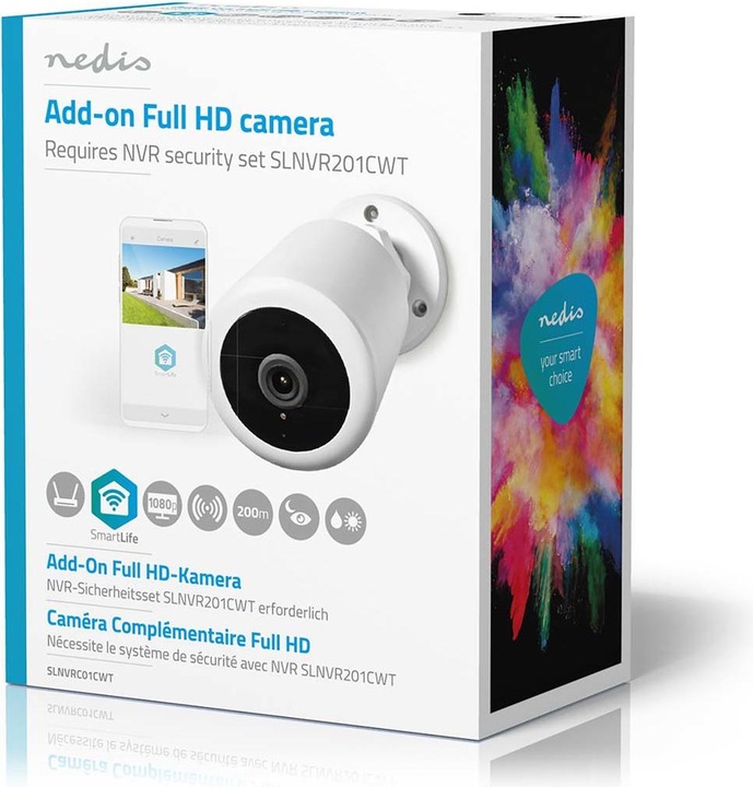 Actual product image Nedis SLNVRC01CWT SmartLife Wireless Camera System Additional Camera Full HD 1080p IP65 Night Vision (1920 x 1080 Pixels)