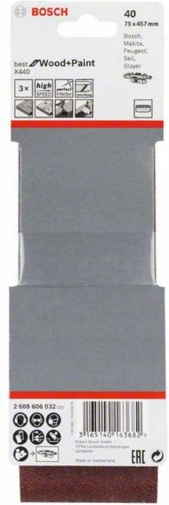 Image du produit Bosch Professional Zubehör PRO X440 bande abrasive, 75 x 457 mm, G40 (40)