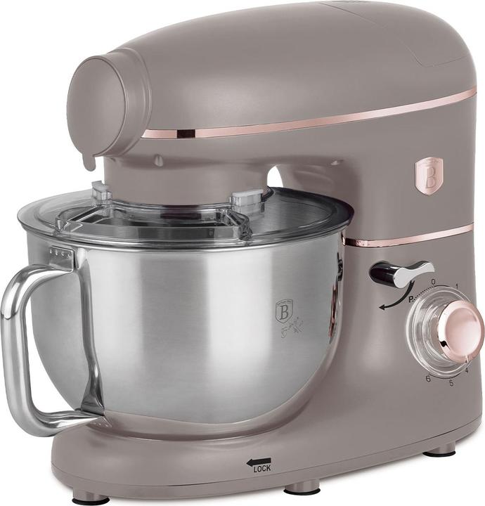 Produktbild BerlingerHaus Design Küchenmaschine inkl. Fleischwolf & 3 Pasta-Aufsätze, 1500W, taupe (5.50 l, 1500 W)