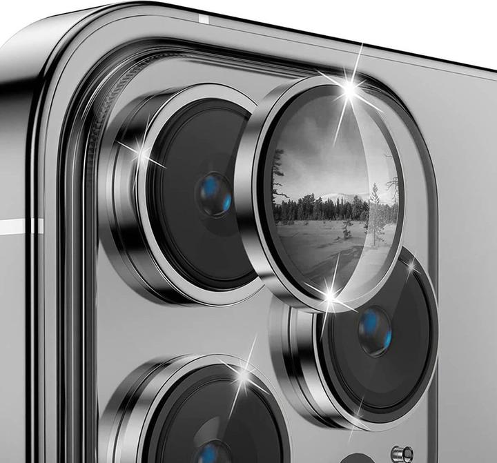 Actual product image Enkay iPhone 15 Pro / 15 Pro Max - Camera Lenses Bulletproof Glass grey (3 pcs., Apple iPhone 15 Pro, Apple iPhone 15 Pro Max)