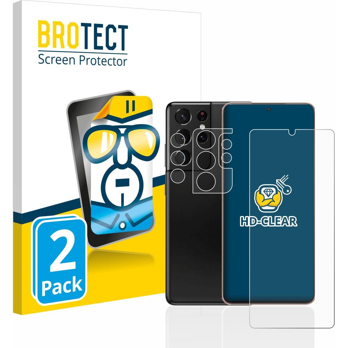 BROTECT Schutzfolie Displayschutz Klar (2 Stück, Samsung Galaxy S21 Ultra 5G), Smartphone Schutzfolie, Transparent