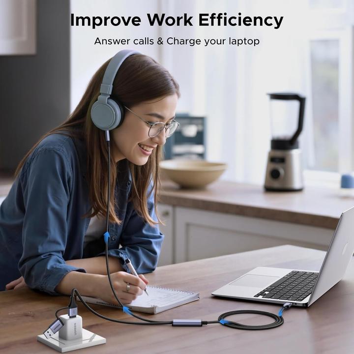 Actual product image Ugreen USB-C to 3.5mm Audio Adapter and Charger Cable, 1.5m