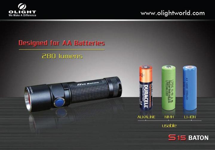 Actual product image Olight S15 Baton (8.60 cm, 280 lm)