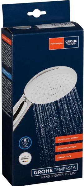 Actual product image Grohe Tempesta 110 Handbrause 3 Strahlarten (3 Beam types, 13.50 l/min)