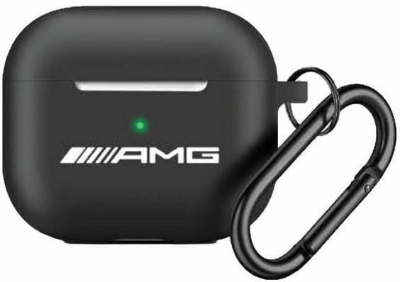 Mercedes-Benz AMG AMAP2RBK AirPods Pro 2 hoesje czarny/zwart Siliconen Wit Logo (Hoofdtelefoon hoes)