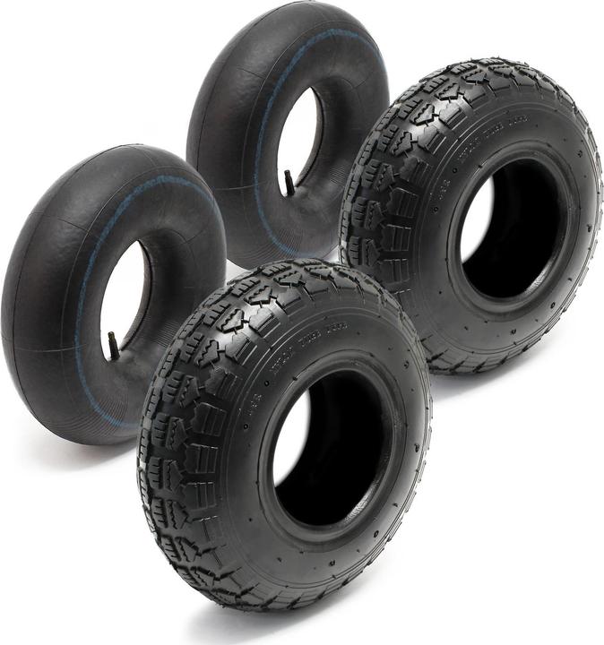 Actual product image Wiltec Lawn Mower Tyre Set 2 Tyres with Inner Tubes with Straight Valves 11x4.00-4 4PR (Lawn tractor, Tractor accessories)