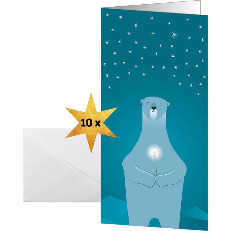 Thumbnail - Sigel, Grusskarte + Briefpapier, Polar Bear with Candle (10 Stk.)