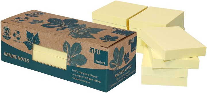 Image du produit Papillons adhésifs recyclés Standard 5653-11BOX jaune 12 blocs (50 x 40 mm)