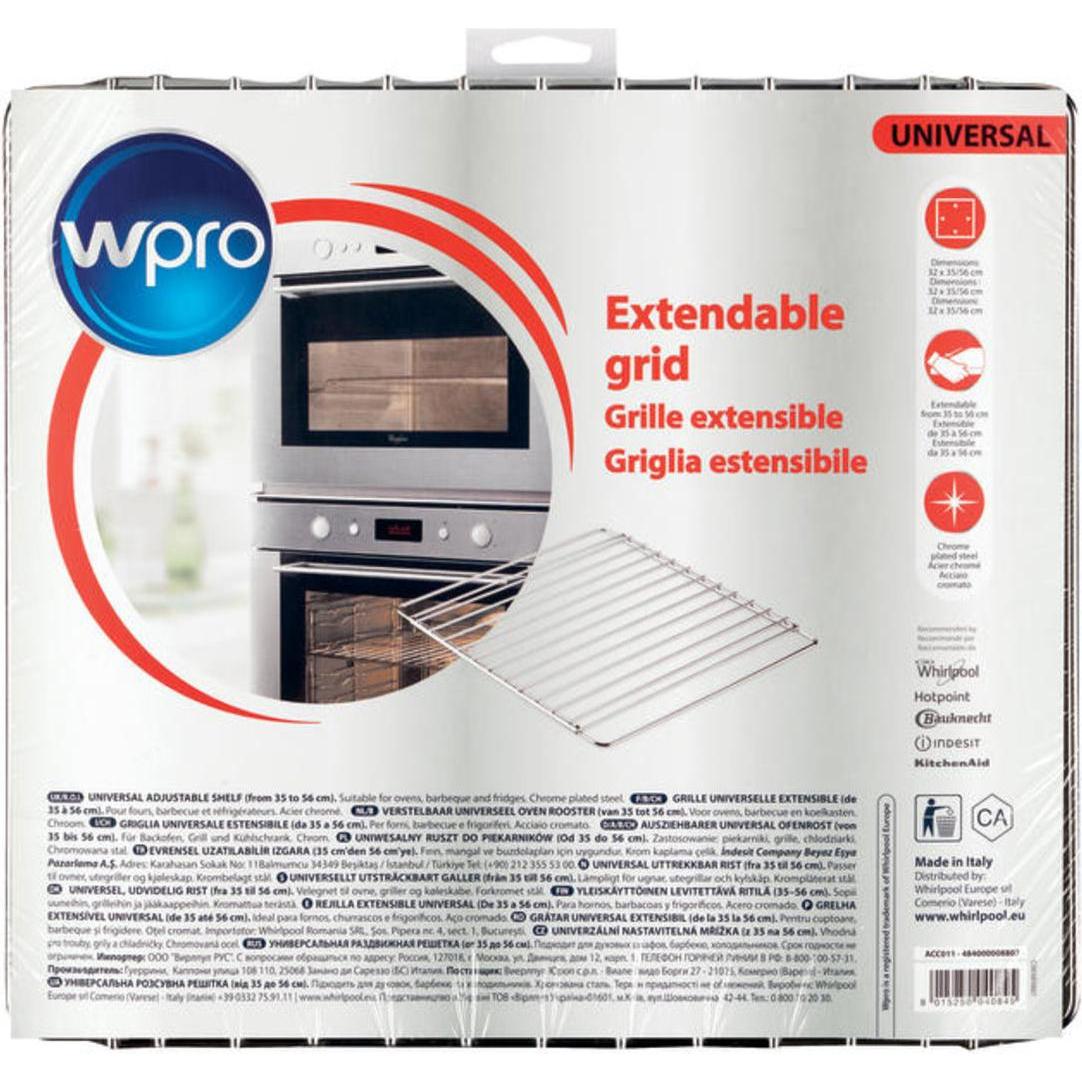 WPRO ACC011 Verstellbarer Ofenrost Edelstahl Chrom, Pfanne + Kochtopf, Silber