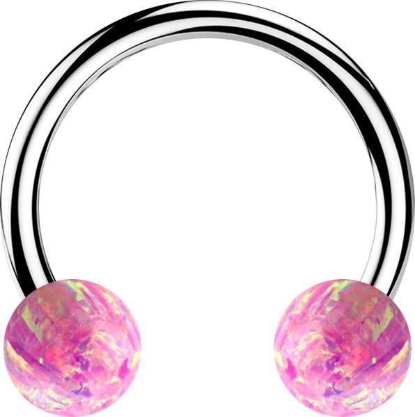 Produktbild Star Piercing Micro Circular Barbell silber mit zwei Kugeln Opal pink (Chirurgenstahl 316L, ohne Messing)