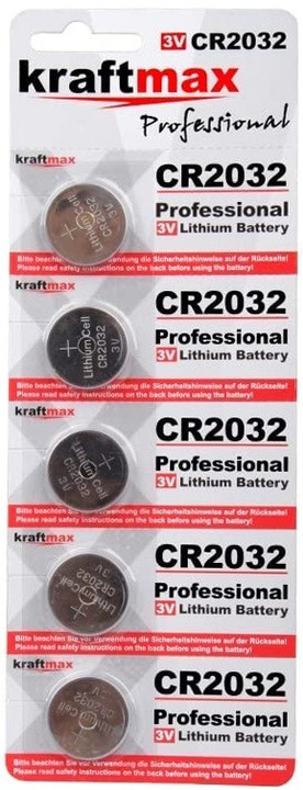 Immagine prodotto Kraftmax Litio CR2032 3V, 5 pezzi in blister, incl. VEG (5 pz., CR2032)