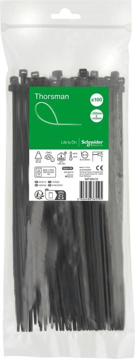 APC Kabelbinder 250X4,8 VE 100 Farbe schwarz (Kunststoffkabelbinder, 250 mm, 100 Stk.)
