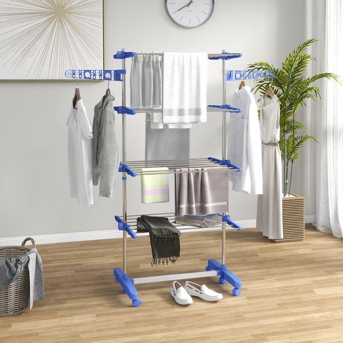 Actual product image Swisshandel24 Laundry rack with castors Tumble dryer tower, stand dryer with folding wing, laundry tower for in (0.65 m)