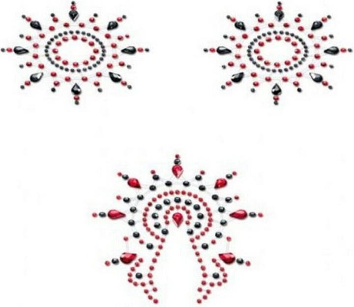 Actual product image Petits Joujoux Gloria breast and pubic mound jewelry black & red