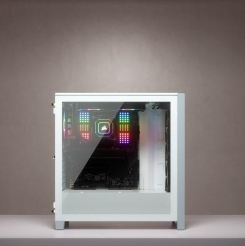 Image du produit Corsair iCUE 4000X RGB Boîtier tour milieu blanc en verre trempé (ATX, mATX, Mini-ITX, E-ATX)