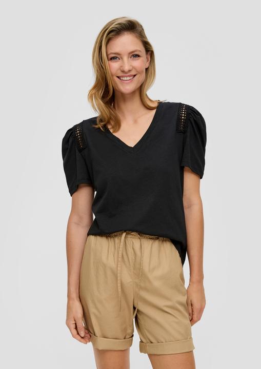 Actual product image S.Oliver T-Shirt Baumwoll-Shirt mit Spitzenbesatz an der Schulterpartie (34)