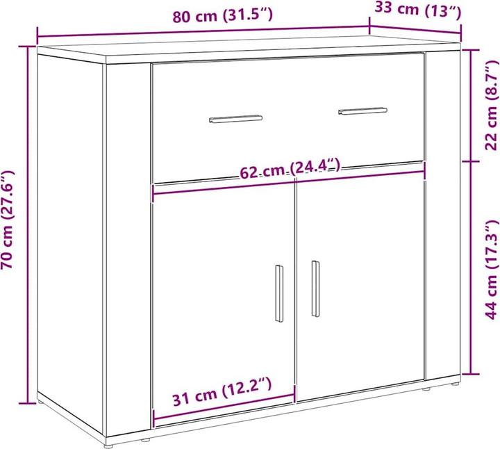 Actual product image VidaXL Buffet (80 x 33 x 70 cm)